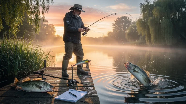 Test appât vif et mort manié pour sandre sur 3 semaines avec pêcheur en action au lever du jour