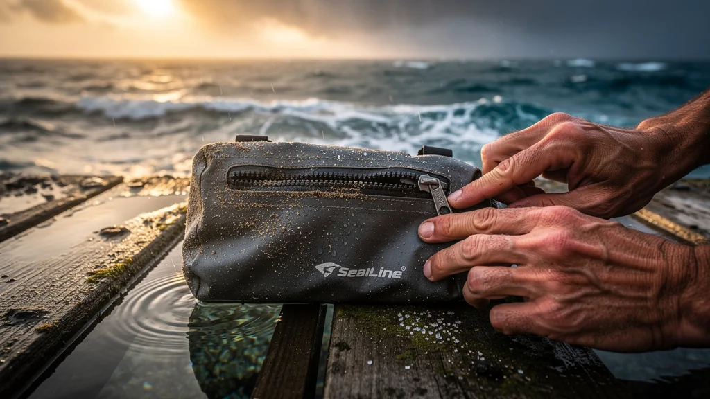 Test sac étanche SealLine avec zip cassé après immersion en mer, échec après trois mois d'utilisation