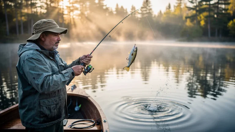 Angler frustrated by a poorly balanced fishing lure causing missed strong fish bites