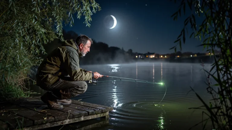 Sortie nocturne pêche à l'anguille près de Rennes avec adaptations et ambiance réaliste