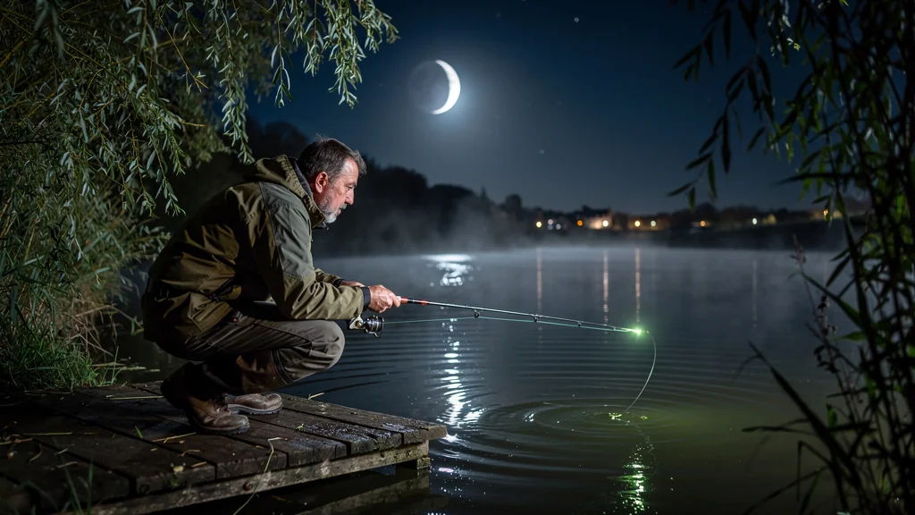 Sortie nocturne pêche à l'anguille près de Rennes avec adaptations et ambiance réaliste