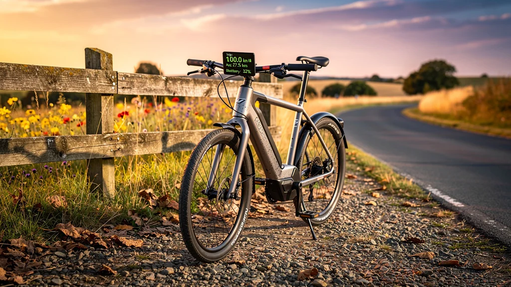 Vélo électrique posé en nature après 100 km, autonomie et performances testées en conditions réelles